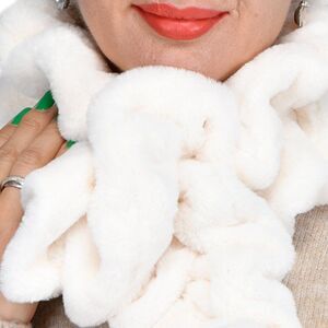 White Faux Fur Polyester Scarf